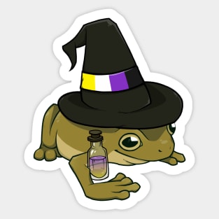 Nonbinary Pride Witch Frog Sticker